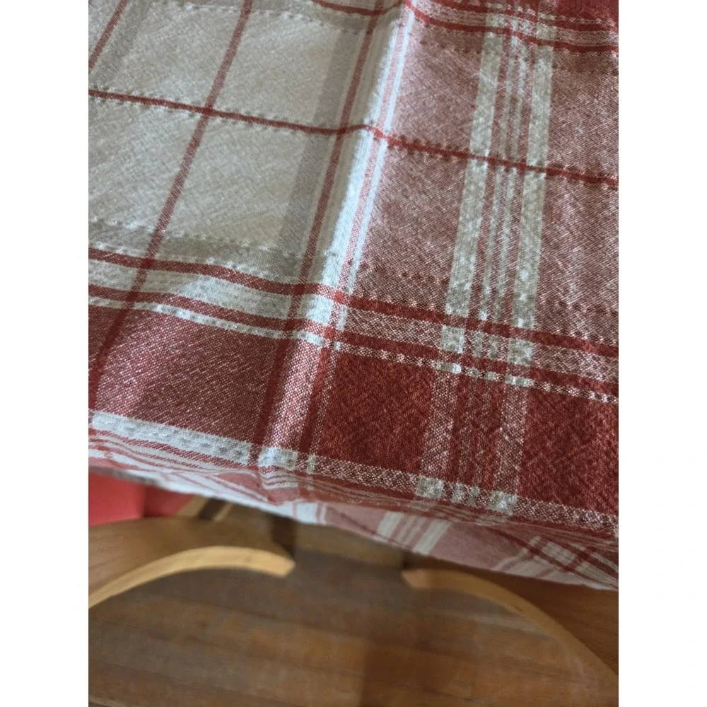 52x70 Tablecloth Rustic Reddish Orange Woven Slight Shimmer Fall Thanksgiving